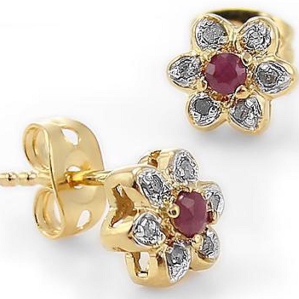 Ruby & Diamond Stud Earrings